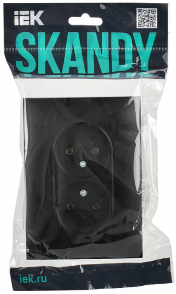 Сканди черный розетка скрытая 2-мест IP20