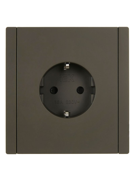 Фортепиано серый розетка скрытая 1-мест заземление шторки IP20 винтовое крепление