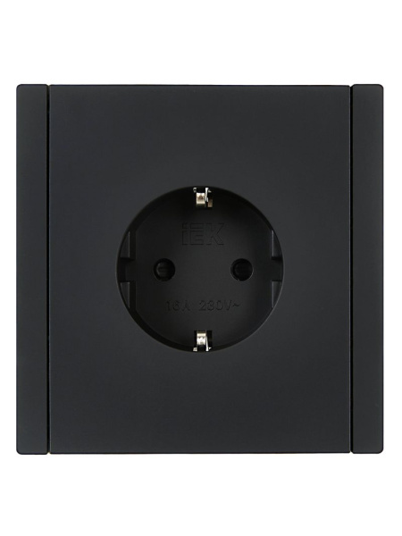 Фортепиано черный механизм розетки скрытая 1-мест заземление шторки IP20 