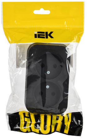 Глори черный розетка открытая 2-мест IP20 