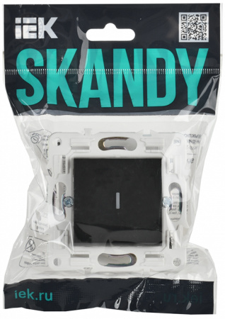 Сканди черный выключатель 1кл с подсветкой скрытая 10А IP20