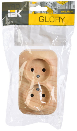 Глори сосна розетка открытая 2-мест IP20