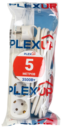 Удлинитель 3-мест 5м ПВС 3*1 белый PlexUp  