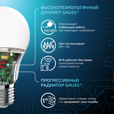 Лампа светодиодная Е27 10Вт 4100К 920лм стандарт А60 матовая  Gauss Black