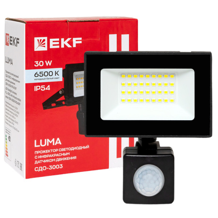купить Прожектор свд 30Вт 6500К 2400лм черный IP65 110° Luma EKF датчик движения в Иванове Прожектор свд 30Вт 6500К 2400лм черный IP65 110° Luma EKF датчик движения