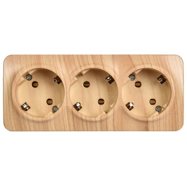 Глори сосна розетка открытая 3-мест заземление IP20 
