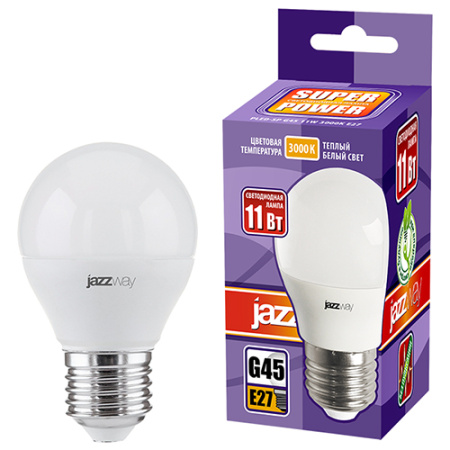 Лампа шар свд Е27 11Вт 3000К 950лм G45 матовый Jazzway