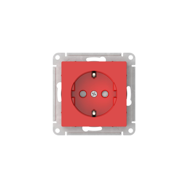 AtlasDesign красный розетка скрытая 1-мест заземление шторки быстрозажим. клем. IP20 