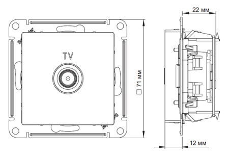 AtlasDesign бежевый розетка TV оконечная скрытая 1-ая