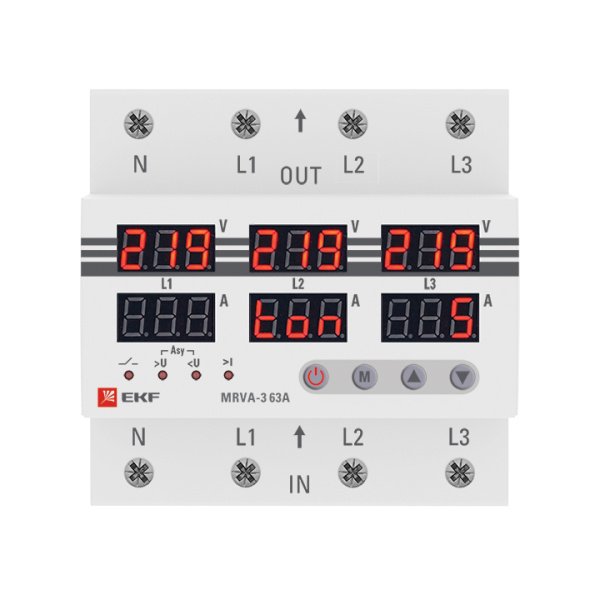 купить Реле напряжения и тока 3ф 63А 5мод MRVA EKF с дисп. в Иванове Реле напряжения и тока 3ф 63А 5мод MRVA EKF с дисп.