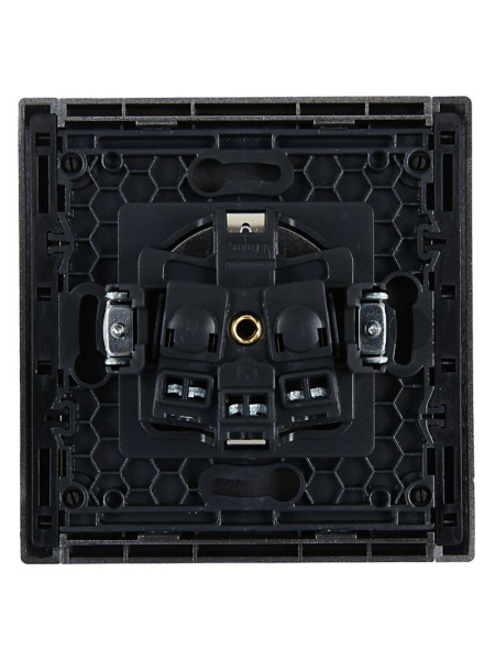 Фортепиано сталь розетка скрытая 1-мест заземление шторки IP20 