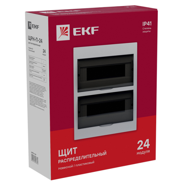 Бокс 24мод навесной белый чёрная дверь IP41 ЩРН-П EKF 