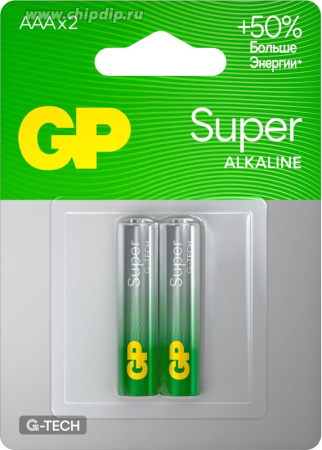 Батарейка AAA(мизинчик) алкалиновая BL2 GP Super 