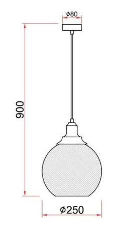 Светильник подвес 1*40Вт E27 черный шар сетка Лофт