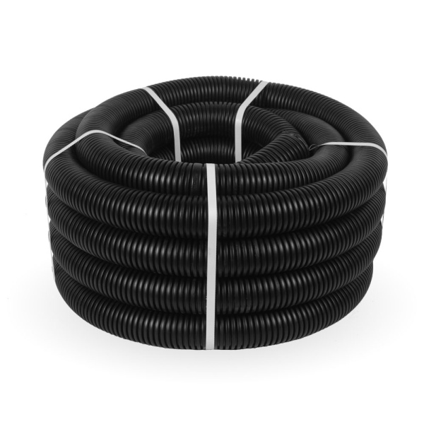 Труба гофра 40мм ПНД тяжелая 15м ПРОМРУКАВ черный с протяжкой 