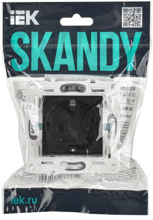 Сканди черный розетка скрытая 1-мест заземление шторки IP44