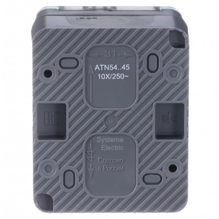 AtlasDesign Profi54 антрацит розетка открытая 1-мест шторки IP54 