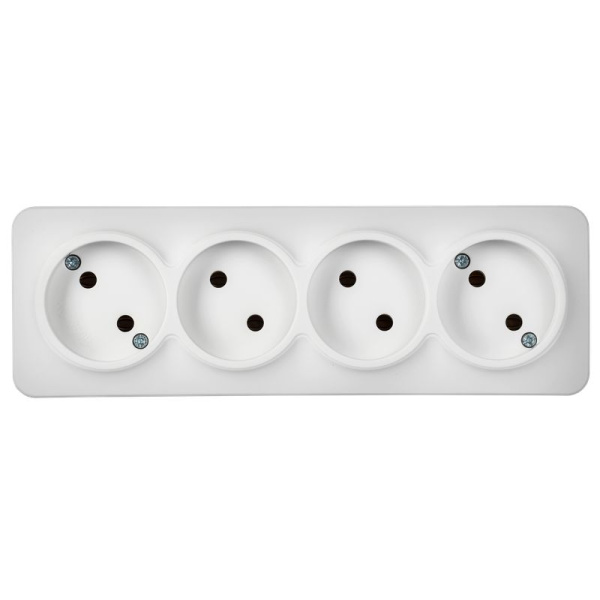 Глори белый розетка открытая 4-мест IP20 